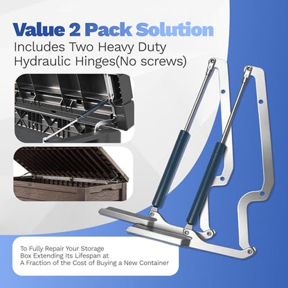 2 Pack Deck Box Hinge Replacement for Keter Outdoor Storage Box Made of Galvanized Steel