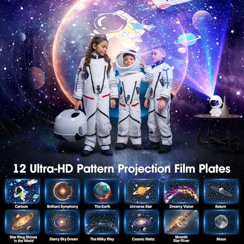 Astronaut Planetarium Projector for Bedroom, 12 Image Discs, Galaxy Projector Star Night Light, Ceiling Mood Lighting, LED Space Galaxy Lamp, Kids Adults Room Decor - color: White-1