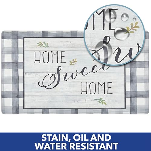 Cozy Living Anti-Fatigue Kitchen Mat, Farmhouse Buffalo Check 17.5"x55" - color: Grey/Green, size: 55"L x 17.5"W x 0.5"Th