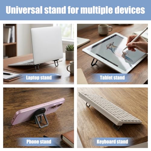 4 Pcs Keyboard Riser Tilt, Mini Foldable Keyboard Prop Up Stand with 2 Angle Settings, Plastic Adjustable Holder for Most Keyboards (Black)