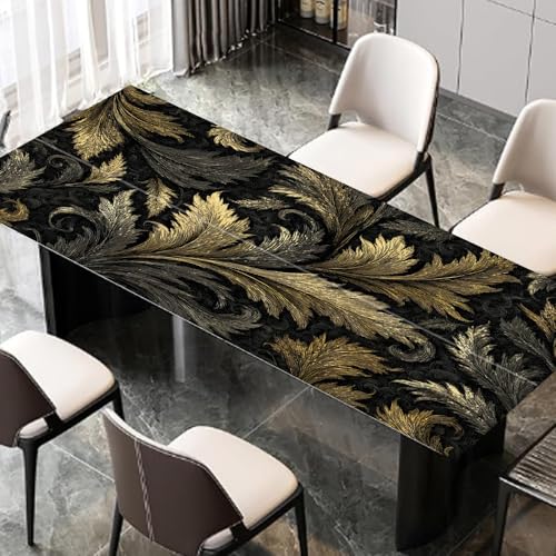Black Gold Baroque Desktop Sticker 39.37x23.62In, Luxury Leaf Pattern Desk Decal, Easy Clean Table Surface Sticker, Elegant Office Home Decor - color: Colorful192