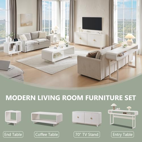 IFGET 63-Inch Long Console Table, 31.5" Tall Modern Entryway Table with Open Storage Shelf, Curved Profile Design, Narrow Wood Sofa Table Behind Couch Table for Living Room, Hallway, Foyer, White - color: White