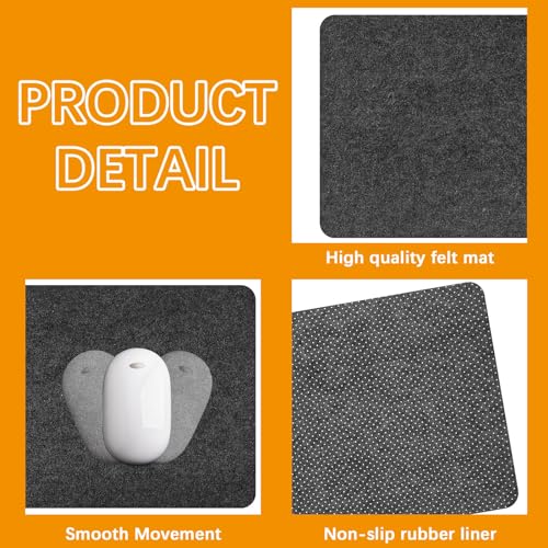 2 PCS Large Felt Desk mat, 40''x16'' with Non-Slip Full Desk Mouse Pad,Office Computer Desk for Keyboard Mat,Felt Desk Mat for Desk Pad Protector（100x40cm） - color: 2 Pcs Dark Gray