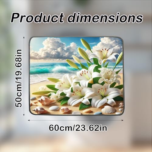 Nuxovilar Beach Lilies & Seashells Dryer Cover for the Top, Non-slip Washer & Dryer Protector, 23.62"x19.68" Dust-proof Washing Machine Mat, Diatom Mud Polyester Top Pad for Laundry Room - color: YHC00301