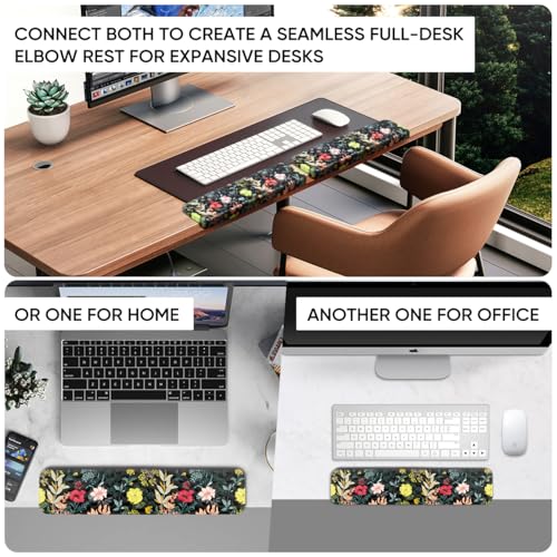 JIKIOU L-Shaped Desk Elbow Pad for Desk,Memory Foam Elbow Support Pad 2Pack | Massage Design, 14.9inch is 20% Longer for Comfort, Non-slip Rubber Base, Ergonomic Cushion for Pain Relief, Black Flowers - color: Black-flowers, size: 14.9" x 3.5" x 0.6"