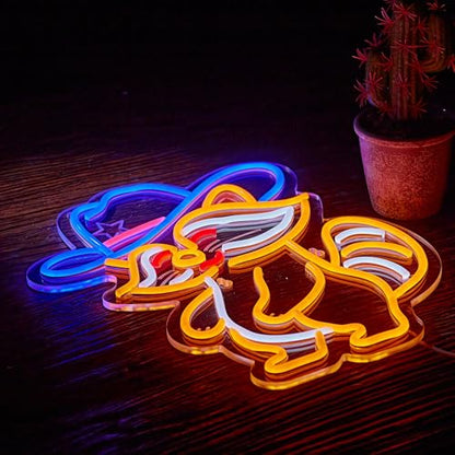 Cowboy Racoon Neon Sign Raccoon Neon Light Cowboy LED Sign USB Powered Dimmable Art Signs for Bar Pub Store Man Cave Kids Room 16.2 X 12.6 inch - color: Racoon Orange