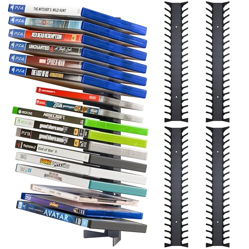 Funturbo Video Game Storage Wall Mount Game Case Holder, Metal Wall Mounted Media Storage Shelves for PS, Xbox, Switch Game Organizer (4-Pack) - size: 4-Pack