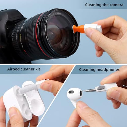 Keyboard Cleaning Kit Laptop Cleaner, All-in-1 Computer Screen Cleaning Brush Tool, Multi-Function PC Accessories Electronic Cleaner Kit Spray for iPhone iPad Macbook Earbud Camera Monitor with Patent - color: White