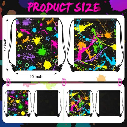 Yiyiring 16 Pcs Glow In The Dark Gift Bags Neon Treat Drawstring Bags Party Supplies for Light Birthday Party Travel Camping Supplies Decorations (Glow) - style: Glow