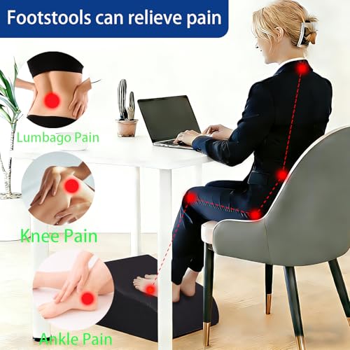 Foot Rest for Under Desk at Work, Ergonomic Under Desk Footrest with Washable Cover for Office, Home & Gaming Leg Elevation Pillow Black - color: A-black