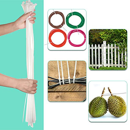 Shappy 24 Inch 50 Pcs Zip Ties Heavy Duty Strong Large Cable Wire Ties Zip Industrial Sturdy Wire, Awnings Tying Branches Bundling of Crops Fixed Water Pipes (White) - color: White, size: 24 inch