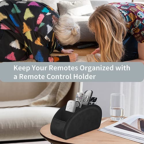 Remote Control Holder with 5 Compartments, KENOBEE Anti-slip Desktop Caddy Storage Organizer for Remote Controllers, Office Supplies, Makeup Brush, Media Accessories, Black - color: Black, size: Small