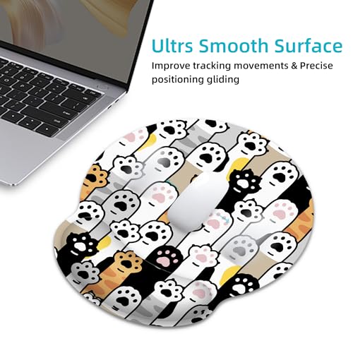 Ergonomic Mouse Pad with Wrist Support,Cute Cat Paws Mouse Pad with Wrist Rest,Relieve Wrist Pain Mousepad Non-Slip Rubber Base,Mouse Pads for Desk,Computers,Laptop,Office,Gaming,Home,Accessories - color: Cute Cat Paws