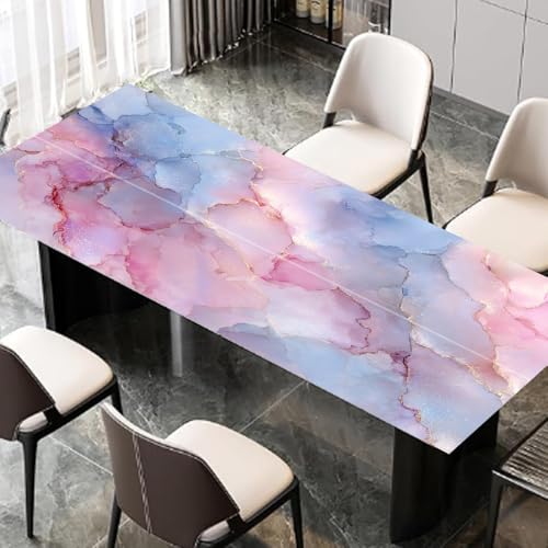 Desk Sticker 39.37 x 23.62 Inch Pastel Ink Marble Texture with Gold Veins Watercolor Cloud Blush Blue Pink Decorative Desktop Cover for Home Office Study Table Art Craft Workspace - color: Colorful216