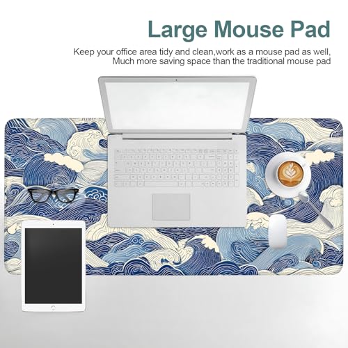 Ocean Waves Extended Gaming Mouse Pad 35.4 x 15.7 Inch – Stylish Desk Mat for Gaming, Office, and Study with Non-Slip Rubber Base - color: #41, size: 35.4 x 15.7 Inch