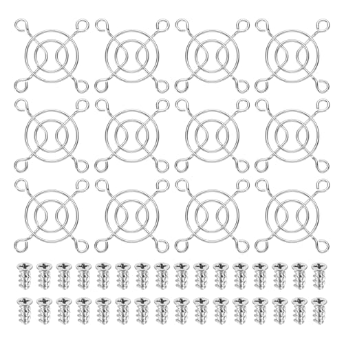PATIKIL 40mm Fan Finger Grill, 12 Pcs Metal Ventilation Grill Guard Cover with Screws for Industry Workshop Computer Household Refrigerators Air Conditioning, Silver - size: 40mm