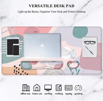 LATEEFAH Desk Mat, Mouse Pad with Wrist Rest, 4-in-1 Large Mouse Pads for Desk, Ergonomic Mouse Pad and Keyboard Wrist Rest Gaming Keyboard Mat for Office, Home - color: 4Pcs-Pastel Abstract