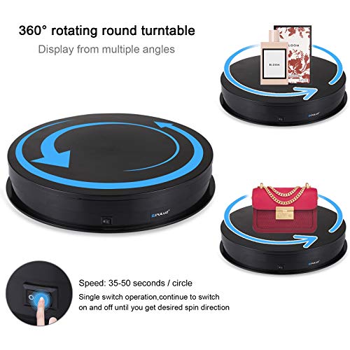 PULUZ 360 Degree Photography Turntable Rotating Display Stand, 11.2in(28cm) Diameter 360 Degree Turntable Display Stand for Photography Video Shooting Props Jewelry, Max Load 44Lb (Black) - size: 11.3inch/Black