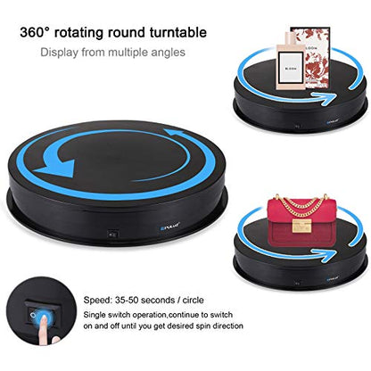 PULUZ 360 Degree Photography Turntable Rotating Display Stand, 11.2in(28cm) Diameter 360 Degree Turntable Display Stand for Photography Video Shooting Props Jewelry, Max Load 44Lb (Black) - size: 11.3inch/Black