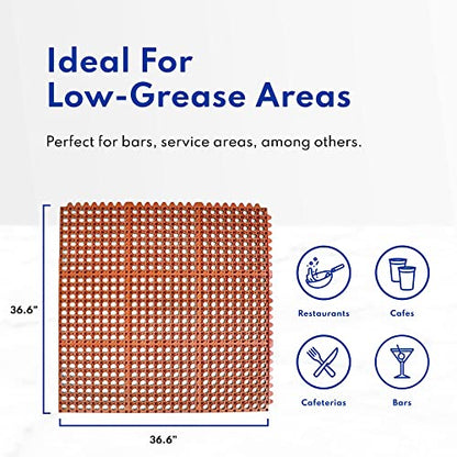 New Star 1 pc Heavy Duty Red 36x36 inch Interlocking Restaurant / Bar Grease Resistant Rubber Floor Mat - size: 36"L x 36"W x 0.375"Th