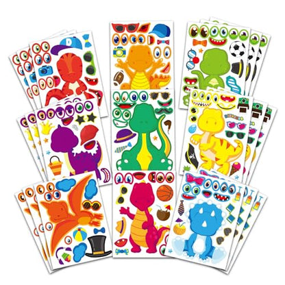 27 Sheet Dinosaur Stickers, Make Your Own Dinosaur Stickers for Kids，Make a Face Stickers Dinosaur Birthday Party Supplies,DIY Project Dino Theme Birthday Party Favor for Kids - style: Dinosaur Stickers