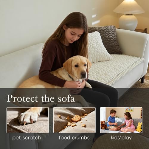 Couch Covers for 3 Cushion Couch Sofa Pet Friendly,Non-Slip Sofa Cover Washable - color: Rg-white, size: 27.6" x 59"