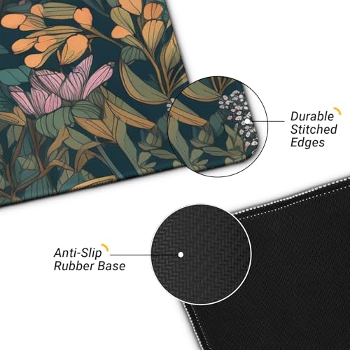 Gaming Mouse Pad, Large 31.5 x 11.8 inches Mousepad, Long Keyboard Pad, Cute Mouse Mat for Computer with Stitched Edges and Non-Slip Base (Wildflower) - color: Wildflower