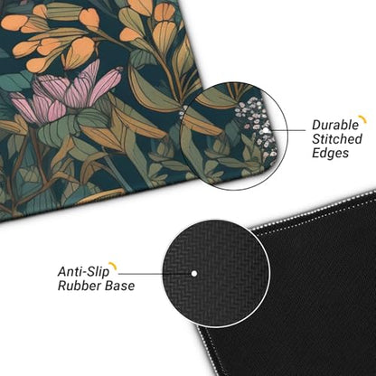 Gaming Mouse Pad, Large 31.5 x 11.8 inches Mousepad, Long Keyboard Pad, Cute Mouse Mat for Computer with Stitched Edges and Non-Slip Base (Wildflower) - color: Wildflower