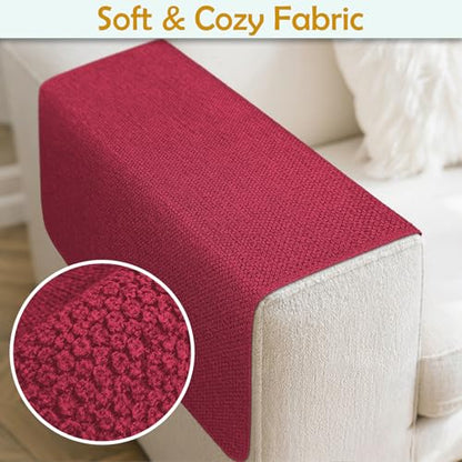 Couch Arm Covers, Waterproof Armrest Cover for Sofa, Loveseat, Armchair, Non-Slip Recliner Arm Cover, Sofa Arm Covers, Headrest Cover, Arm Chair Covers Set of 2 (Burgundy, 24"×20") - color: Burgundy, size: 24" x 20" - 2 pcs