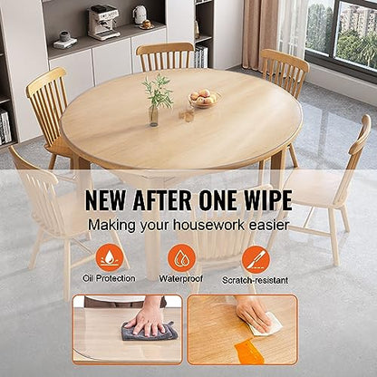 VEVOR Clear Table Cover Protector, 48 inch/1230 mm Round Table Cover, 1.5 mm Thick PVC Plastic Tablecloth, Waterproof Desktop Protector for Writing Desk, Coffee Table, Dining Room Table - size: 48" (Round)