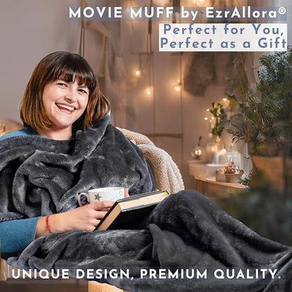 EzrAllora Fleece Lightweight Foot Pocket Blanket -Patent Pending- Dorm Gamer Useful Gifts - TV Throw - Gift for Men Who Wants Nothing (Fleece, Velvet Anthracite) - color: Velvet Anthracite