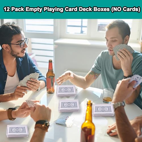 12 Pack Playing Card Case,Empty Plastic Trading Card Storage Box,Snaps Closed Clear Card Case,Playing Card Box Holder for Gaming,Bank Business Cards(NO Cards)