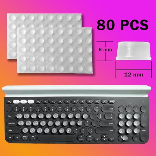 DIY Raised Keyboard Sticker with Letter Decals for Long Nails, 80 Pcs Adhesive Keycap Riser for Nail Art Protective Keycap Silicone Sticky Pad Suitable for Tying and Gaming (Translucent-Cylinder)