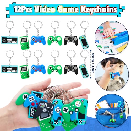 SNLN Video Game Party Favors Birthday Supplies, Gamer Drawstring Bag Keychain Silicone Bracelet Tattoo Sticker, Gamer Gaming Birthday Party Favor Goodie Bag Stuffers Fillers Classroom Rewards for Kids - style: Video Game