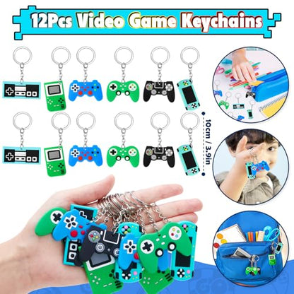 SNLN Video Game Party Favors Birthday Supplies, Gamer Drawstring Bag Keychain Silicone Bracelet Tattoo Sticker, Gamer Gaming Birthday Party Favor Goodie Bag Stuffers Fillers Classroom Rewards for Kids - style: Video Game