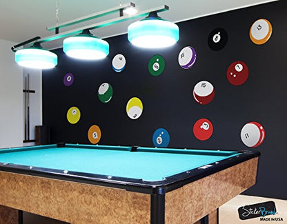 15 Billiard Balls Wall Decal Stickers Printed Graphic Game Room Decor Vinyl Wall Art. (All 15 Balls are 20 inches Around) #OS_MB130. Easy to Apply & Removable. - size: All Balls are 20in in size.