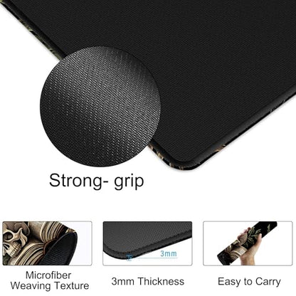 Book and Skull Gaming Mouse Pad 35.4 x 15.7 Inches with Non-Slip Rubber Base, Smooth Cloth Surface Desk Keyboard Mat for Computer, PC, Laptop, Desktop - color: Book and Skull