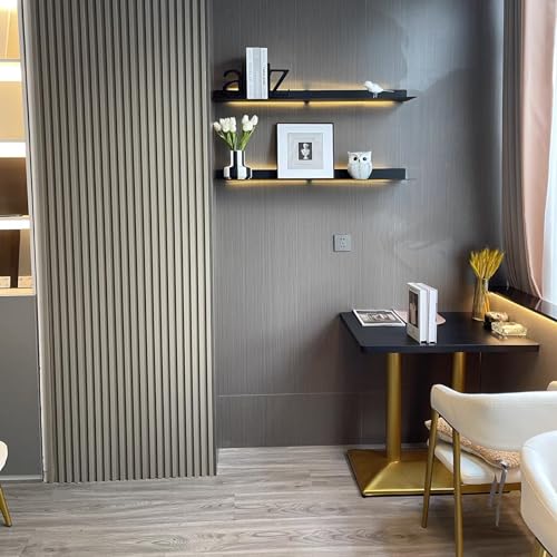 Linear Floating Shelf Wall Mounted Metal Shelves Heavy Duty Industrial Modern Steel Black Linear Metal Wall Shelf Display Shelves for Decorative for Modern Farmhouse Living Room (8"*24") - size: 8"*24"