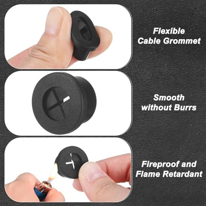M METERXITY 6-Pack Rubber Grommets for Wiring 16mm Desk Grommet Double-Sided Flexible Cable Cord Grommet Desk Hole Cover for Cables/Wires Through Protection Cable Grommet [Black] - size: 16mm