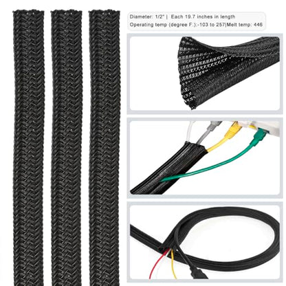 ZIIYAN 163 PCS Cable Management Kit, 3 Wire Organizer Sleeve, 8 Self Adhesive Cable Holder, 25 Cord Clips, 20+2 Roll Reusable Cable Straps and 100 Fastening Cable Ties for Computer TV Under Desk