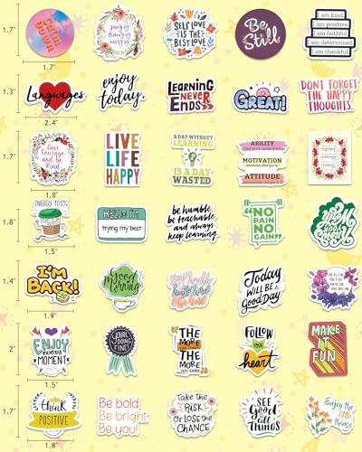 Greingways 300 PCS Inspirational Stickers for Adults, Motivational Water Bottle Stickers for Teens Kids Teachers, Journaling Scrapbook Laptop Positive Quote Vinyl Sticker for Vision Board Supplies - style: 300 Pcs Quote
