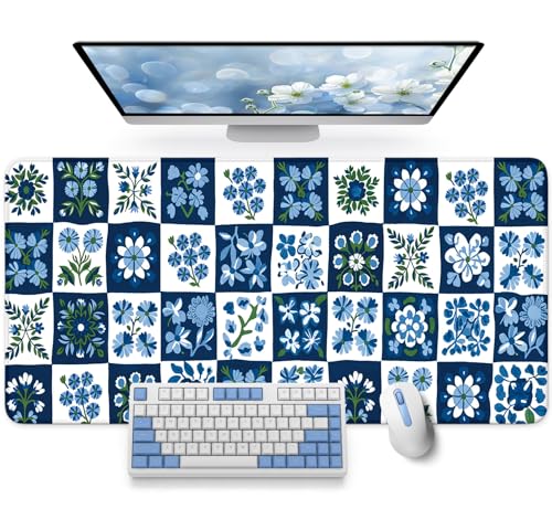 Large Mouse Pad for Desktop, Cute Desk Mat Pad Protector for Work & Gaming, Aesthetic Pretty Anti-Slip Laptop Blotter Cover for Office School Home Supplies, Petal Array, 31.5" x 11.8" - color: Q-Petal Array, size: 31.5L x 11.8W inches