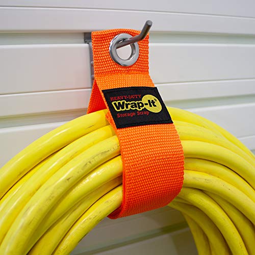 Heavy-Duty Wrap-It Storage Straps - 17-inch (6-Pack) Blaze Orange - Garage Organizer and Extension Cord Hanger for Garage Storage Ideas as an Electric Cord Holder with Garage Gadgets - color: Blaze Orange, size: 17-in. (6-Pack)