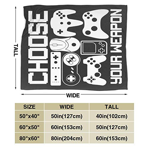 Your Weapon Gamer Gaming Gifts Blankets Ultra Soft Flannel Throw Blankets for Living Room Decor Bedroom Couch Sofa Chair Office Car 50"x40"
