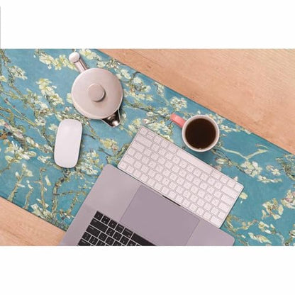 Almond Blossom Desk Mat Large Mouse Pad Vincent Van Gogh's Paint Full Extended Gaming Computer Keyboard Mousepad for Home,Office 35.4"X15.7" - color: Almond blossom