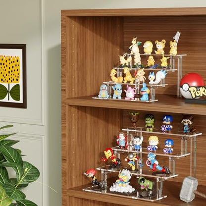 WINKINE Acrylic Display Stand Riser, Perfume Stand Organizer 4 Tier, Holder Shelves Compatible with Funko POP Figures, Cologne Organizer for Men, Acrylic Risers for Display, Clear Bedroom Shelf Holder