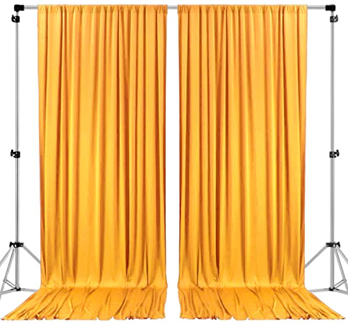 AK TRADING CO. 10 feet x 8 feet IFR Polyester Backdrop Drapes Curtains Panels with Rod Pockets - Wedding Ceremony Party Home Window Decorations - Marigold - color: Marigold