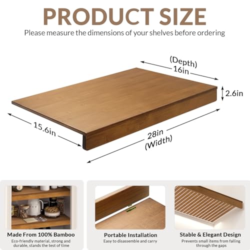 Gashell Wire Shelf Covers, Bamboo Wire Rack Covers for Pantry, Closet (5pcs, 28" W x 16" D) - size: 28"W x 16"D