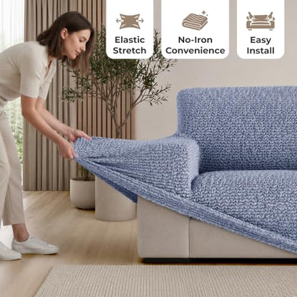 Premium Stretch Couch Covers for Sofa - Sofa Chair Cover Washable, Dogs & Pets Friendly - Elastic Polyester Loveseat Slipcovers - Non-Slip Love Seat Couch Covers - Blue (21"-39" Wide) - color: Blue, size: 21"-39" Wide