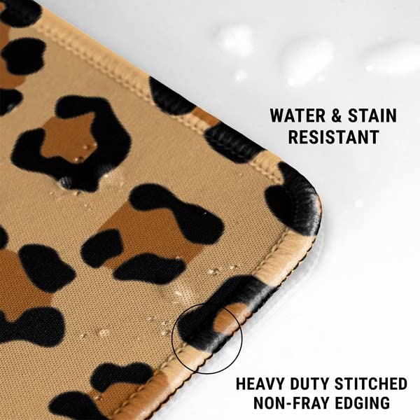 Skinit Small Gaming Mouse Pad - Leopard Spots Print Design with Stitched Edges, Waterproof, Non-Slip Rubber Base, Desk Mat for Keyboard & Mouse, 12.6" x 11" inches - color: Brown - PTTRNS08, size: 12.6" x 11"